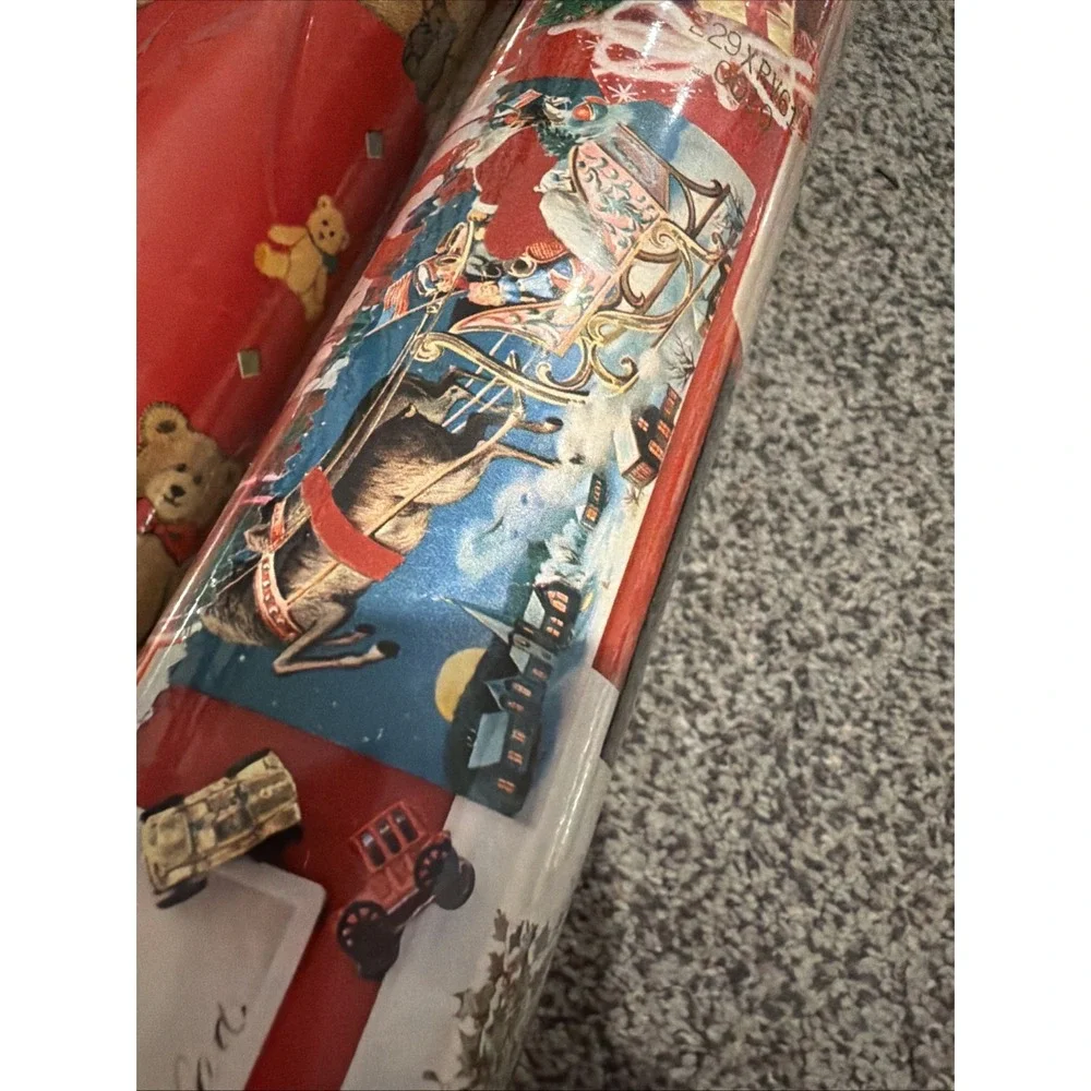 Vtg Christmas Wrapping Paper Rolls Lot 7 New Sealed Cleo, Norcross, Gibson, Hugg